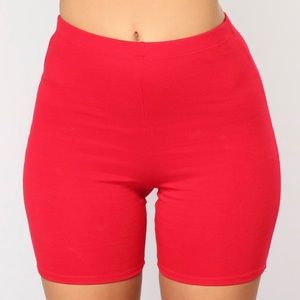 FN Red Mini Biker Shorts
